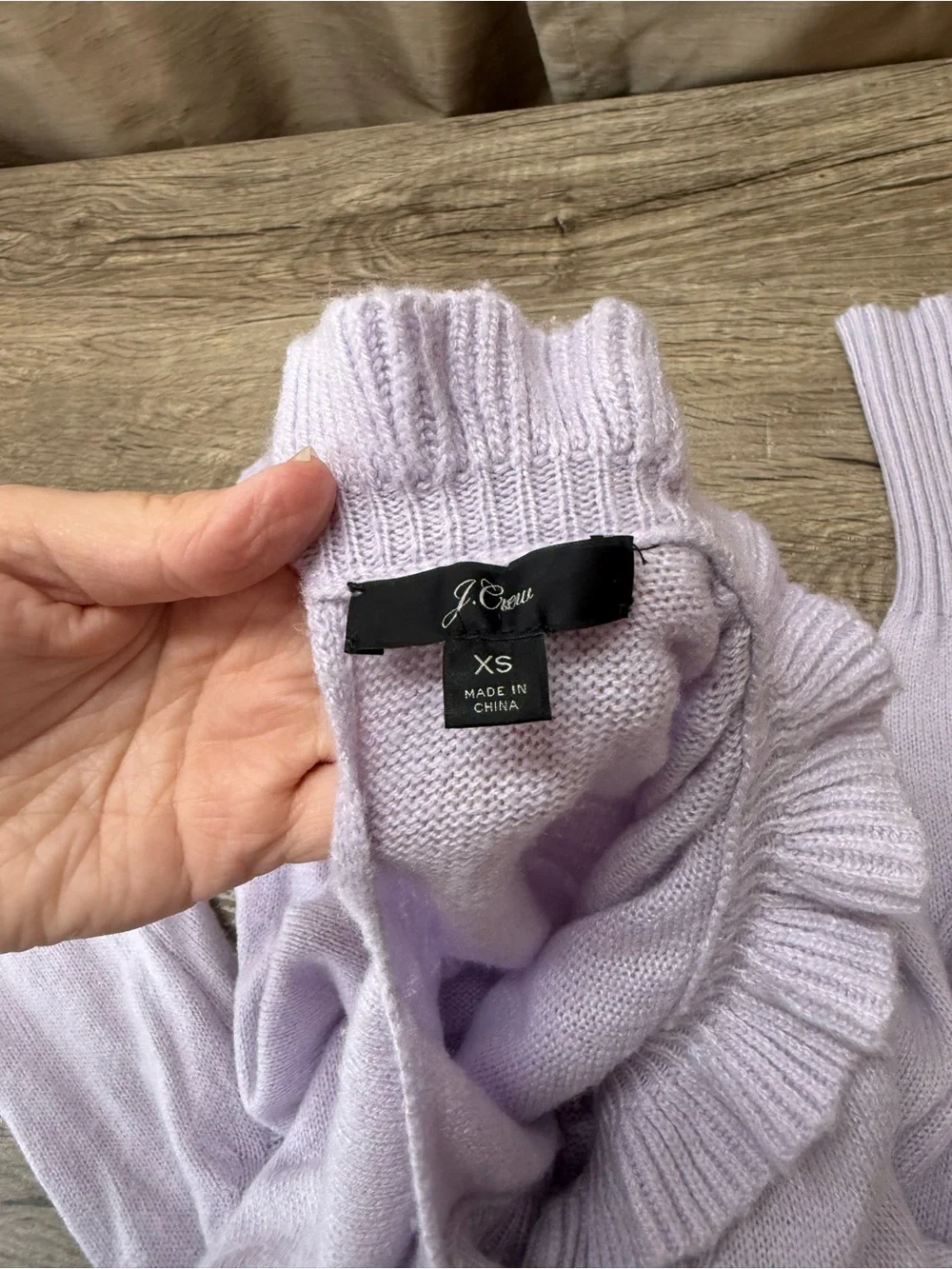 J Crew light purple ruffle neck sweater size xs